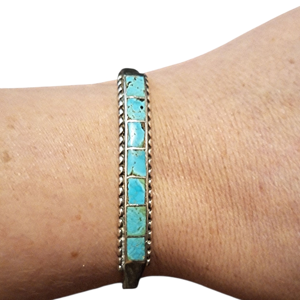 ✨️Native American Old Pawn Navajo Sterling Silver Turquoise Cuff Bracelet!